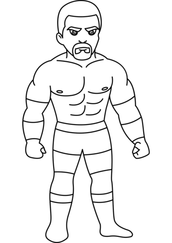 Cartoon Wrestler Coloring Page